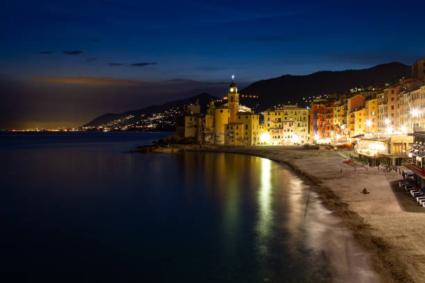 Camogli by night stock photo