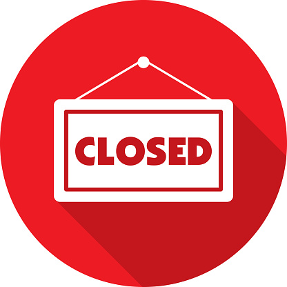 Vector illustration of a red closed sign icon in flat style.