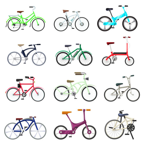 istock Bicycle vector bikers cycle biking transport with wheels and pedals illustration bicycling set of bicyclist cycling speed race sport transportation isolated on white background 1188760102
