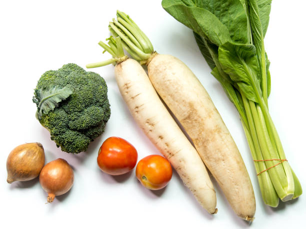 istock Onion, Tomato, Radish, Broccoli and  Choy sum vegetable on white background 1188761234