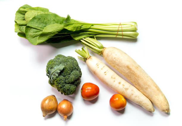 istock Onion, Tomato, Radish, Broccoli and  Choy sum vegetable on white background 1188761248
