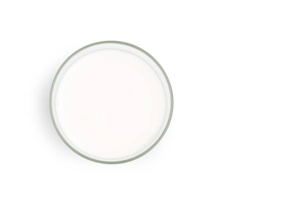 istock Top view (Flat lay) Pasteurized fresh milk in the glass on white background with clipping path. 1188773895