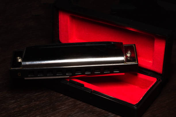 istock harmonica, folk instrument, macro photo, empty on a wooden floor 1188781552