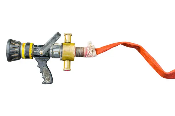 Photo of Fire hose on isolsted white background