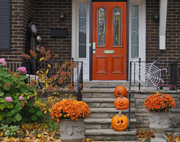 Pittsburgh, USA - November 8, 2018:  Halloween is a popular holiday for which people put out traditional colorful decorations.