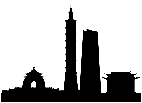 Taipei skyline. All buildings are complete and moveable.