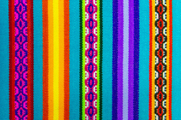 Textile Colors, Peru Vibrant colors of a traditional Andes textile on the local art and craft market of Cusco, Peru. These textiles can be found in the Andes countries of Bolivia, Ecuador and Peru. bolivian andes photos stock pictures, royalty-free photos & images