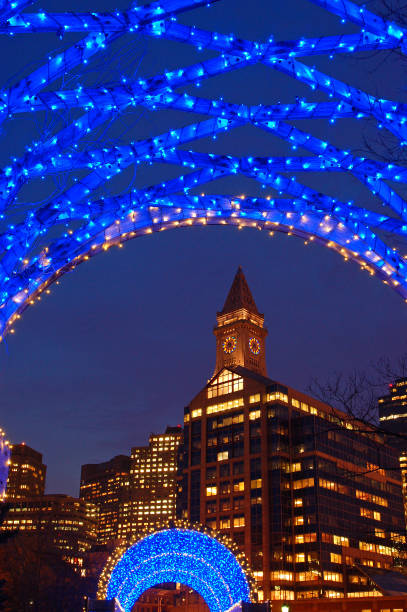 istock Holiday lights brighten a trellis in Boston 1188793989