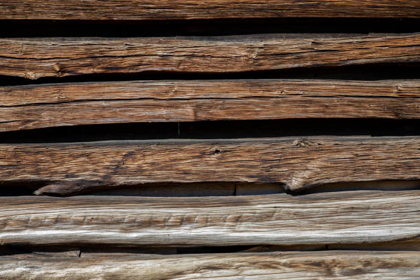 로그 캐빈 배경. - log log cabin wood knotted wood 뉴스 사진 이미지