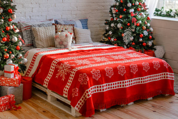 istock Beautiful holdiay decorated room with Christmas tree with presents under it 1188796423