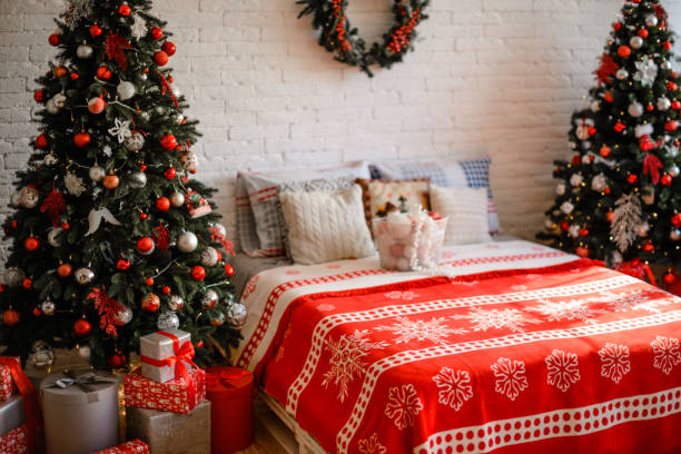 istock Beautiful holdiay decorated room with Christmas tree with presents under it 1188796447