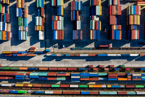 istock Aerial view of Container port 1188797382