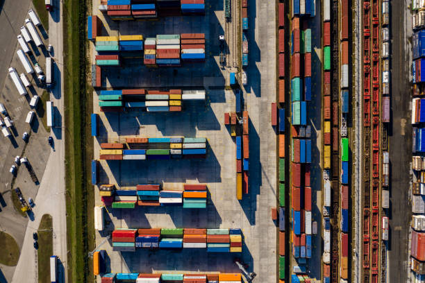 istock Aerial view of Container port 1188797385