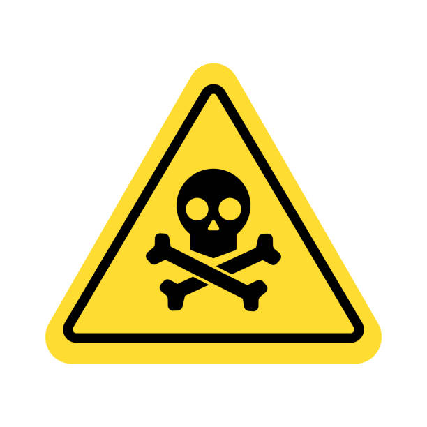 illustrations, cliparts, dessins animés et icônes de signe d'avertissement avec le symbole de crâne - toxic substance danger warning sign fire