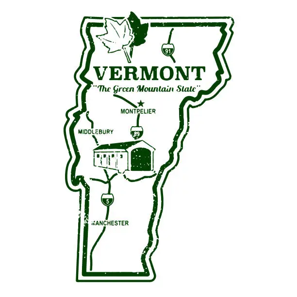 Vector illustration of Retro Vermont Travel Stamp