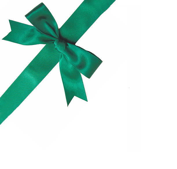 green ribbon bow stock photo