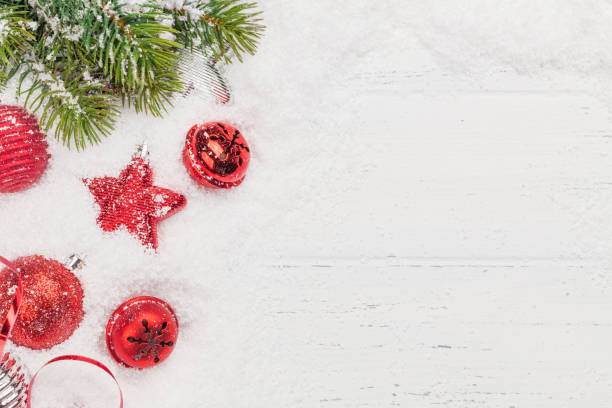 istock Christmas card with fir tree and decor 1188804491