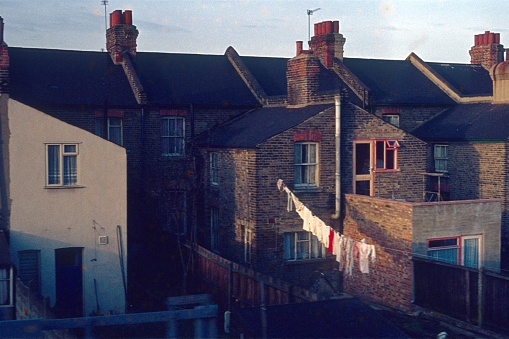 Great Britain (exact location unfortunately not known), 1974. Typical British workers' settlement (backyard).