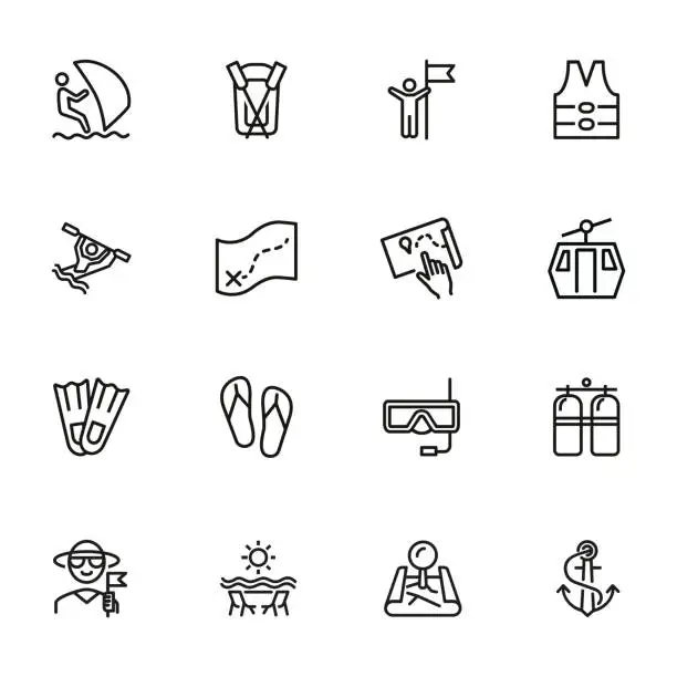 Vector illustration of Activity line icon set