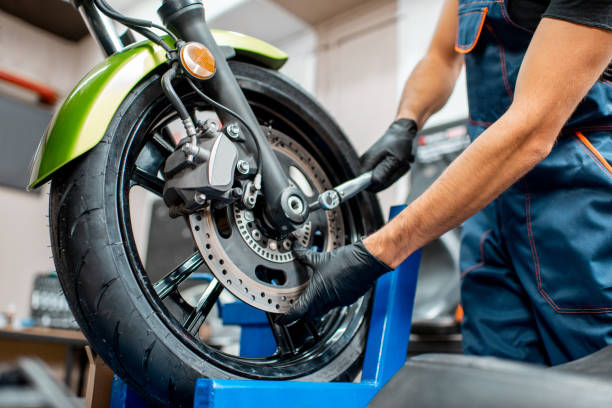istock Repairing motorcycle at the workshop 1188820942