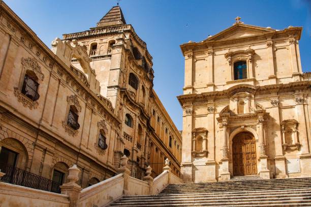 Noto Cathedral, Minor Basilica of St Nicholas of Myra in Sicily stock photo