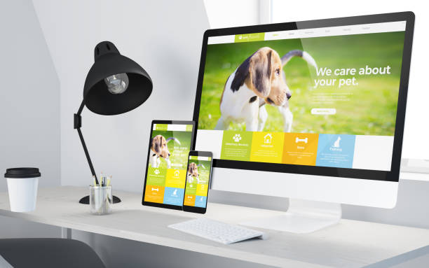 istock minimal desktop with responsive veterinarian website on devices 1188840359
