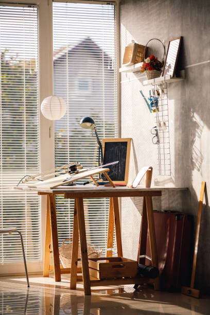 istock Home work space with a desk and measuring instruments 1188842701