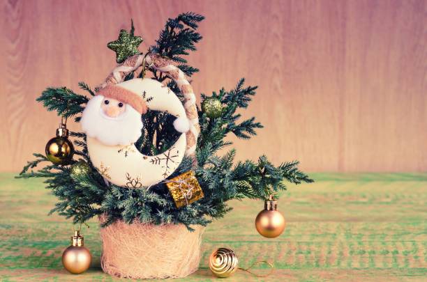 New Year's background with decorated Christmas tree