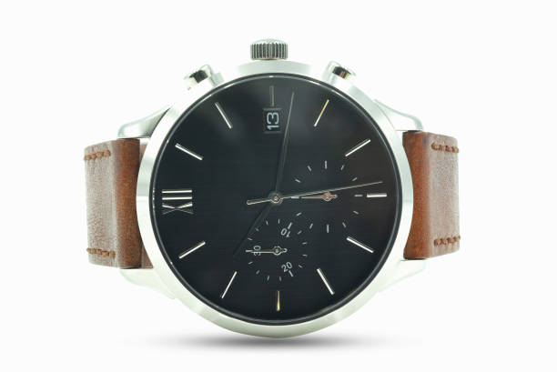 istock Luxury wristwatch, Brown leather isolated on white background with clipping path. 1188844116
