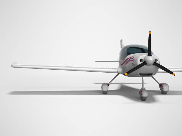 istock White light aircraft for two passengers 3d render on gray background with shadow 1188844350