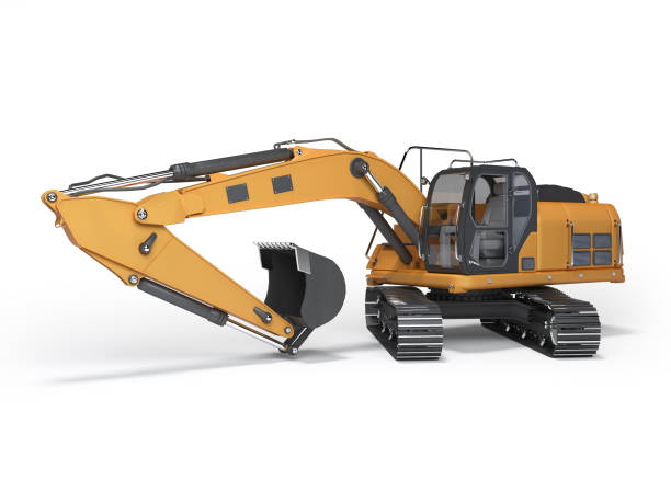 istock Concept hydraulic excavator with backhoe detailed 3d rendering on white background with shadow 1188845580