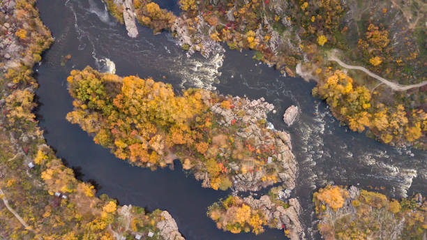 istock The Southern Bug River. Picturesque rocks and river rapids.Shooting from the air 1188848821