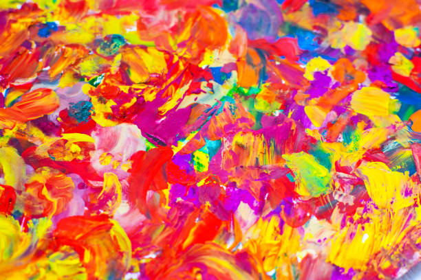 istock Abstraction painted with multicolored gouache. Drawing with your fingers. 1188849231