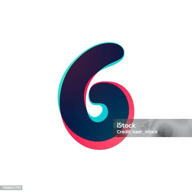 Number 6 Gradient Overlapping Gradient Number Six Logotype Stock Illustration - Download ...