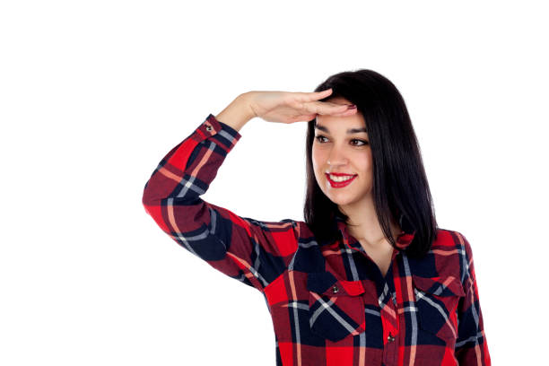 istock Beautiful brunette girl looking something 1188854035