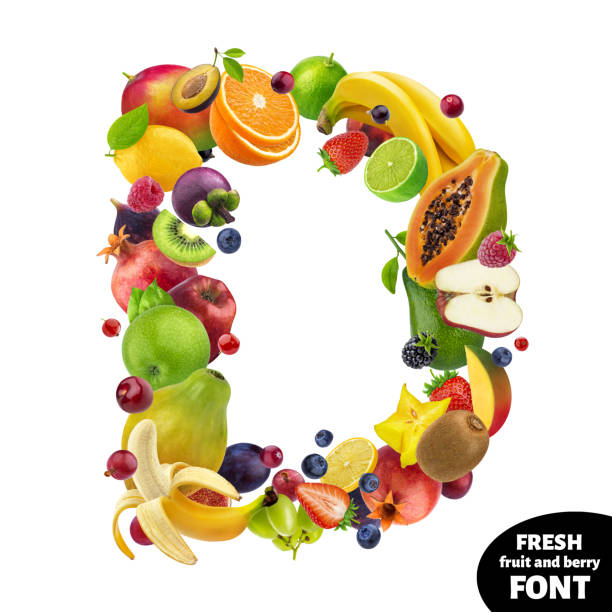 istock Letter D, fruit font symbol isolated on white background 1188857089