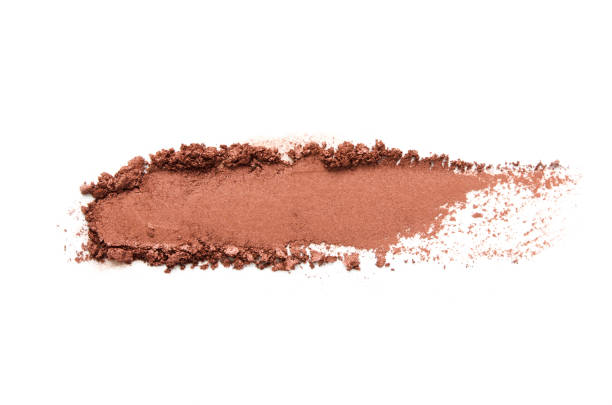 Eyeshadow sample isolated on white background. Crushed brown metallic eyeshadow. The concept of fashion and beauty industry. - Image