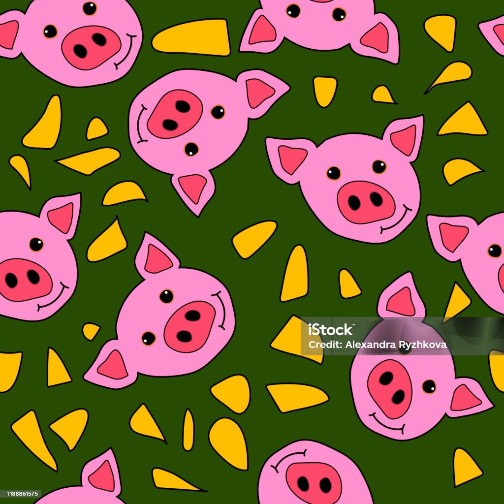 Pig Pattern To Download Cute Vector Pig Pattern For Banner Or Textile Stock Illustration ...