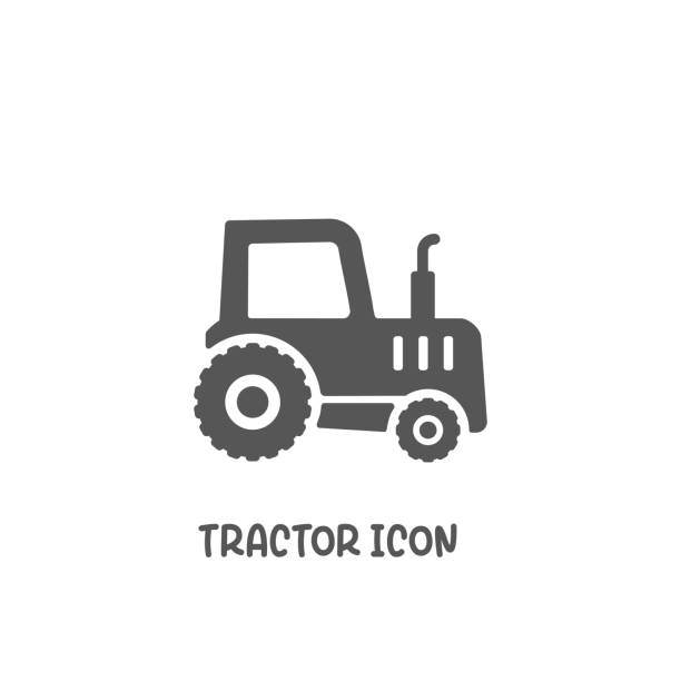Tractor icon simple flat style vector illustration. Tractor icon simple silhouette flat style vector illustration on white background. forklift machine stock illustrations