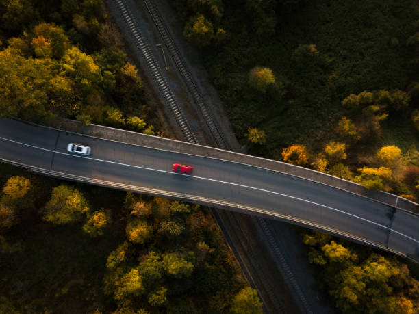 istock Winding road in autumn forest 1188863252