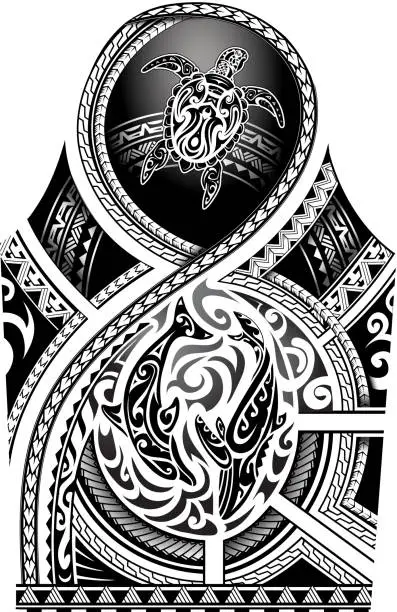 Vector illustration of Sleeve tattoo in Maori tribal style