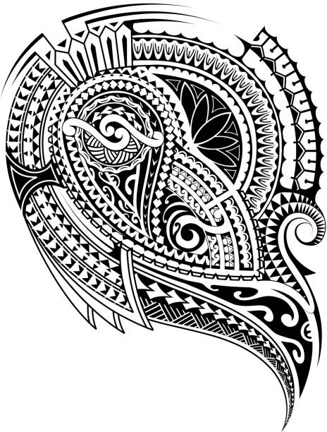 Polynesian style ornament Cook islands ethnic style tattoo shape. Good for sleeve ornament tribal tattoos stock illustrations
