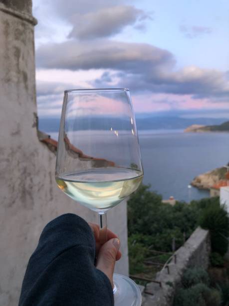 istock Drinking home white wine on the balcony 1188864720