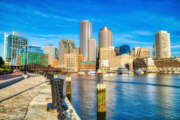 istock Boston Skyline with Financial District and Boston Harbor at Sunrise 1188865191