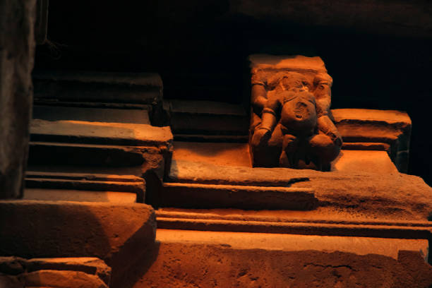 Old temple building designing pillar and wall
