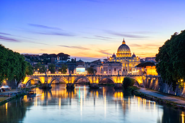 istock Illuminated St. Peter's Cathedral in Rome at Dusk, Italy 1188871336