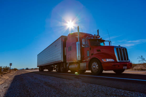 Truck on the road A truck on the roads of California in the Mojave desert starlitetrucking stock pictures, royalty-free photos & images