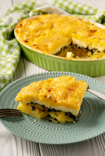 istock Potato, spinach and feta cheese casserole. 1188873480
