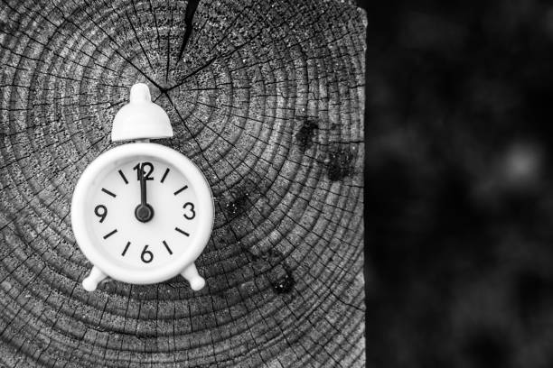 istock Alarm clock on wooden background 1188877044