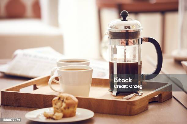 Morning Breakfast Stock Photo - Download Image Now - French Press, Coffee - Drink, Breakfast